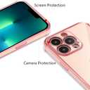 ZTOFERA Designed for iPhone 13 Pro Max Case 6.7 inch,Cute Plating Edge Love Hearts Pattern with Camera Lens Protection Phone Cover for Girls Women,Pink