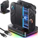 Switch 2 Joy-Con Charging Dock and Nintendo 2 Grip, 2-in-1 Charging Stand for Switch 2 2025, Black