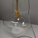 JONATHAN Y 10.5" Brass Gold/Clear Mid-Century Modern 1-Light LED Pendant Light Fixture, Adjustable Schoolhouse Hanging Lamp for Kitchen Island, Clear Glass Shade, LED Bulb Included (JYL6400C)