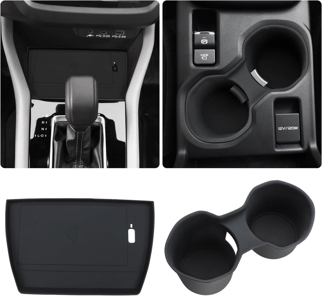 auovo Center Console Charging Mat Compatible with Subaru Forester Accessories 2025 Forester Car Custom Silicone Cup Holder Insert & Charging Protective Mat Pad