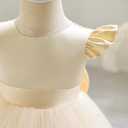 IDOPIP Flower Girl Bowknot Tutu Dress for Kids Baby Princess Wedding Bridesmaid Birthday Party Pageant Baptism Dresses 6M-10T (Beige, S)