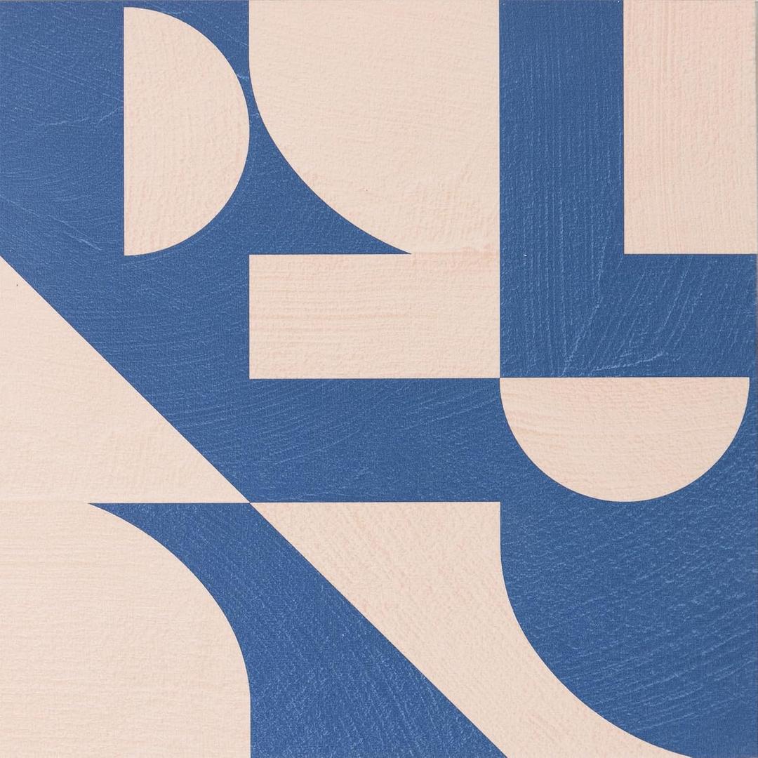 FloorPops x Very Gay Paint Gia Metric Coral and Blue Peel and Stick Floor Tiles, FP6335 (Multicolor)