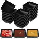 Tideme 24 PCS Dipping Sauce Bowls, Plastic Soy Sauce Dishes, Small Square Design for Condiments, Black, Ideal for BBQ, Parties, and Dining Tables
