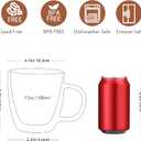 CNGLASS Large Glass Coffee Mugs 17oz,Double Walled Insulated Clear Coffee Cups with Handle,Clear Espresso Mugs for Cappuccino,Latte,Tea Bags,Hot and Cold Beverages,Set of 4
