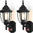 Porch Lights Outdoor Motion Sensor Wall Sconce Anti-Rust Aluminum, Exterior Outdoor Wall Lights Dusk to Dawn Porch Light Fixture Wall Mount for House Outside Patio 2Pack (Black)