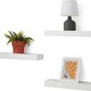 Wood Floating Wall Shelves, Pack of 3, White, 15.8" x 5" x 1.8"