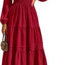 PRETTYGARDEN Women's 2026 Elegant Maxi Dresses Long Sleeve V Neck Flowy Pockets Casual Modest Dress Fall Fashion Clothes