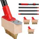 Moss Remove Brush with Long Handle(53IN), Deck Crevice Cleaning Tool, Weed Remover with Wire Brush & Metal Blade, Crack Moss Remover for Pavement Driveway Patio Sidewalk Paver(3 Brush Heads)