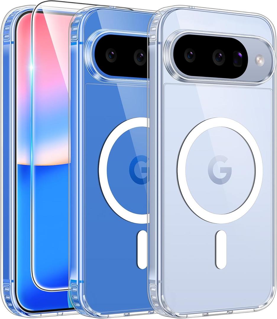 FNTCASE for Google Pixel 10 Case: Pixel 10 Pro Case Google 9/9 Pro Magnetic Clear Slim PhoneCase | Anti-Drop Shockproof Scratch Protective Thin Transparent Crystal Cell Phone Cover(Clear)