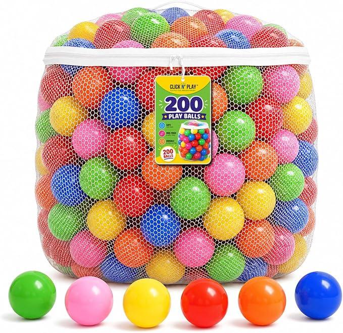 Ball Pit Balls, Bright & Pastel Multicolor Plastic Balls For Kids
Click N' Play Balls, Non-Toxic, Phthalate-Free Toy Set, Sensory Play, Activity for Toddlers, with a Reusable Mesh Zipper Bag