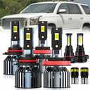 For 2015-2019 GMC Yukon light Bulbs, 9005 High Beam H11 Low Beam H16 Fog Light License Plate Lights Combo, 8PCS