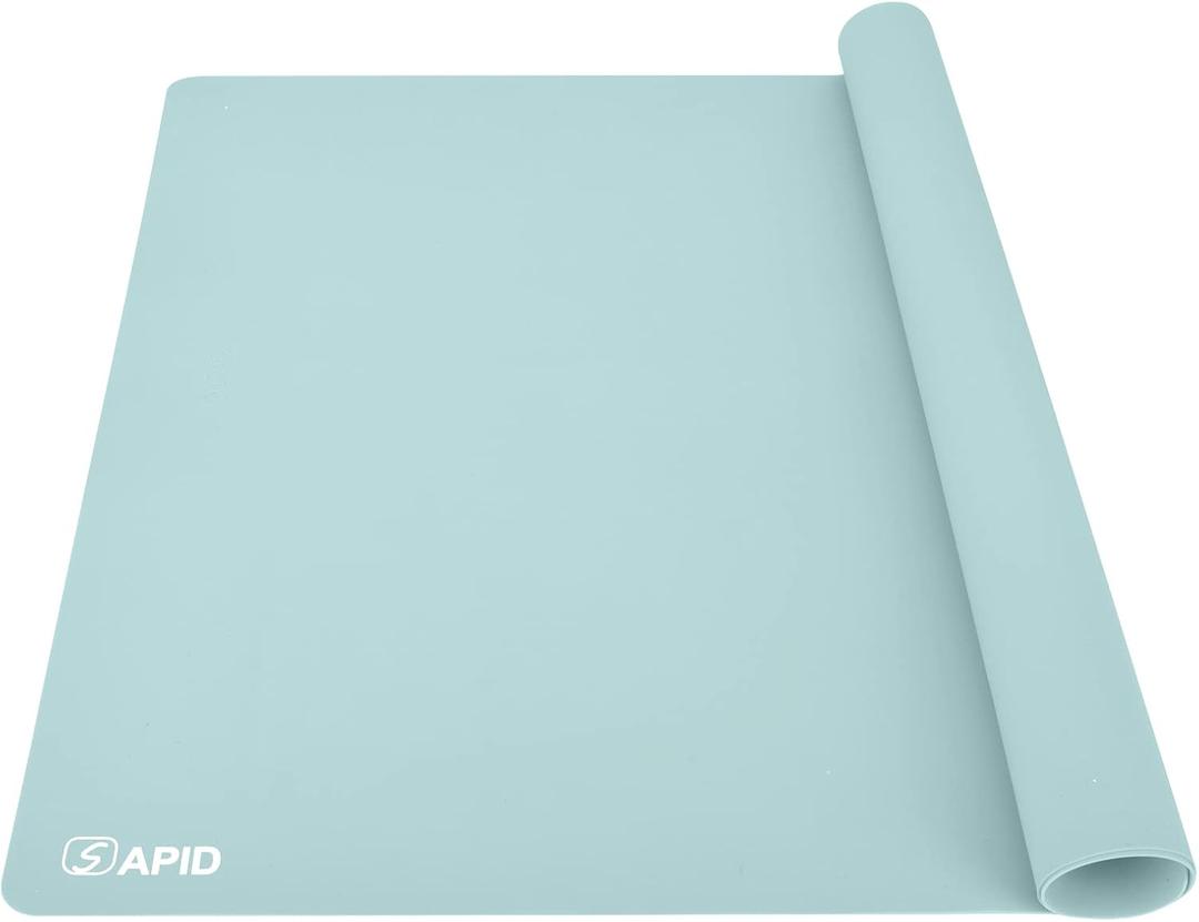 Sapid Extra Large Silicone Sheet for Crafts, Thick Silicone Jewelry Casting Mats, Nonstick Nonslip Silicon Mat for Epoxy Resin, Art Painting, Heat- Resistance Counter Mat (20"×27.9", Mint Green)