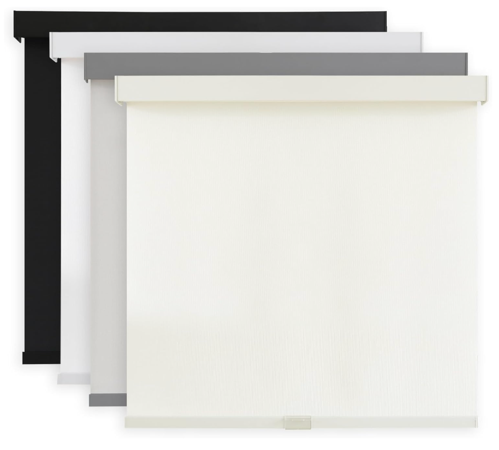 AOSKY Light Filtering Roller Shades Cordless Blinds for Windows, 1% Openness Free-Stop Shades with Valance, Thermal Insulated Fabric, UV Protection, Natural Woven Blinds（41" W x 72" H, Ivory）