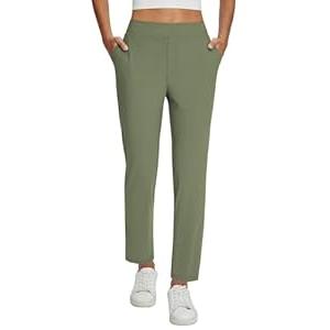 baleaf Womens Business Casual Pants Stretch Travel Pants On Airport with Zipper Pockets Dressy Slacks Golf Work Pull on, L