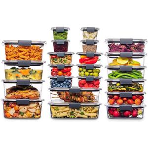 Rubbermaid Brilliance BPA Free 44-Piece Food Storage Containers Set Airtight Leak-Proof with Lids for Meal Prep Lunch and Leftovers (Set of 22 Assorted Containers)