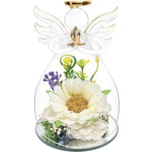 Birthday Gifts for Women, Artificial Flower Sunflower Gifts in Glass Angel Figurines, Anniversary, Valentines Day Gifts for Women, Birthday Unique, Angel Gifts from Daughter