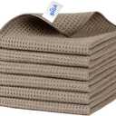 MR.SIGA Waffle Pattern Cleaning Cloths, Reusable Absorbent Microfiber Cleaning Towels, Ultra Soft Microfiber Kitchen Cleaning Rags, 6 Pack, Sandy Brown, 12.6 x 12.6 inch