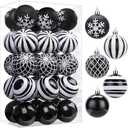 SHareconn 30ct 2.36 Inch Christmas Tree Balls Ornaments, Colored Shatterproof Plastic Decorative Baubles Decorations for Xmas Tree Decor Holiday Party Wedding Decoration (Black & White, 60mm)
