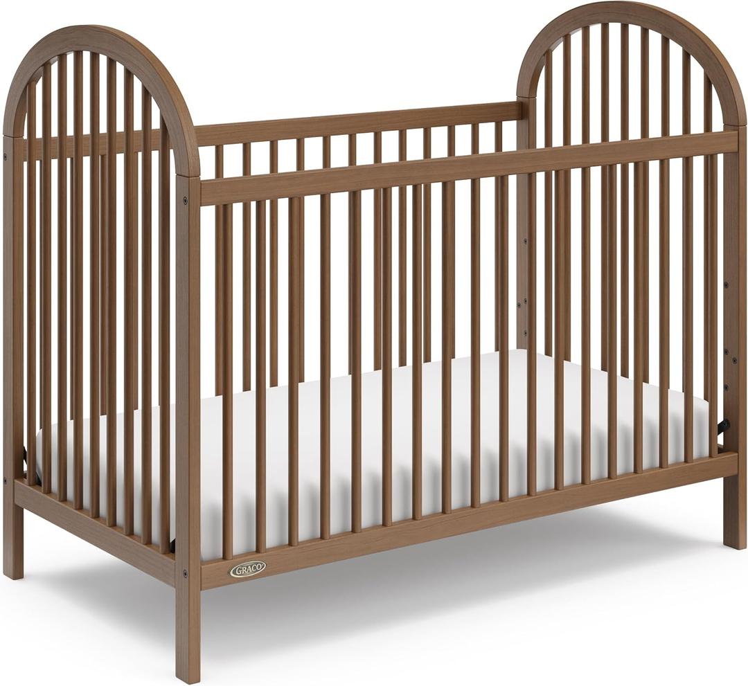Graco Olivia 3-in-1 Convertible Crib GREENGUARD Gold Certified, 100% Solid Wood, Fits Standard Baby Crib Mattress, Converts to Toddler Bed and Daybed, 4 Adjustable Mattress Heights (Hazelnut), 29"L x 54"W x 45"H