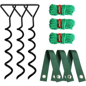 3 PCS Tree Stakes and Supports, Heavy Duty Tree Stake Kit, Steel Spiral Tree Straightening Kit for Young Leaning Trees Against Strong Wind Bad Weather