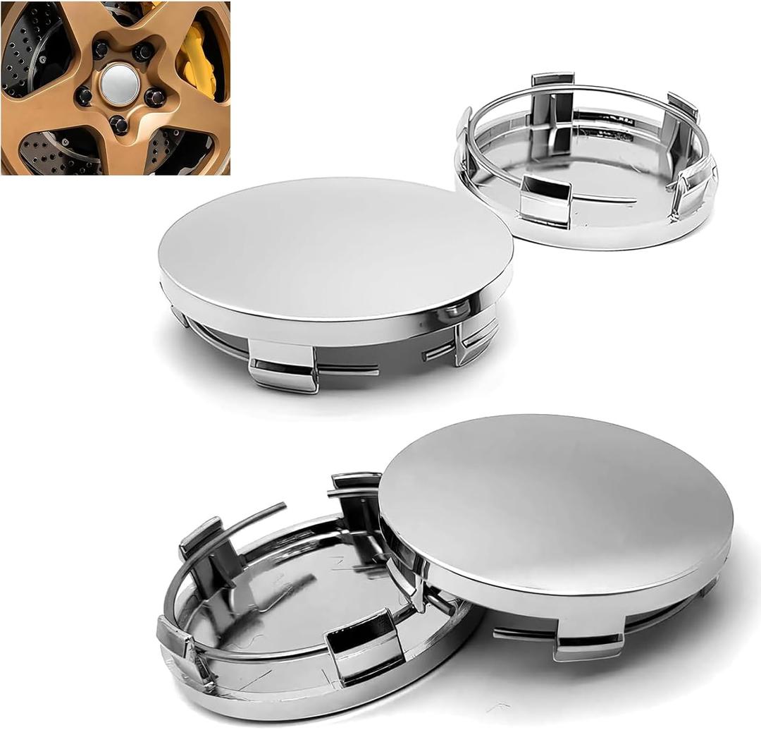 4 PCS Car Wheel Center Caps, ABS Snap-on Wheel Center Cap, Outer Diameter 2.36" Inner Diameter 2.2" Vehicle Rim Hub Cover, Universal for Cars (Silver)