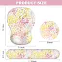 Ergonomic Mouse Pad with Wrist Rest and Keyboard Wrist Rest, Gel Mousepad and Wrist Rest for Computer Keyboard, Pain Relief, Non-Slip PU Base, Mouse Pad Wrist Support for Gaming, Pink Yellow Flowers