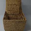 Wicker Basket with Handles Natural Brown 4 PRS  16x14 13.5x12 12x10 10x8