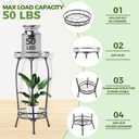 Plant Stand Indoor Outdoor 2 Tier 27" Tall Metal Potted Holder Rack Flower Pot Stand Heavy Duty Plant Shelf Rustproof Iron Multiple Plant Round Supports Rack for Planter Corner Garden Balcony Patio