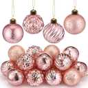 Syhood 24 Pcs 2.36 Inch Mercury Glass Christmas Ornaments Antique Vintage Glass Ball Ornaments Hanging Rustic Xmas Balls for Christmas Tree Wreaths Garland Party Wedding Decoration(Blush Pink)