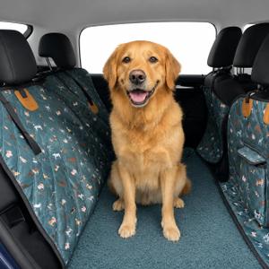 Dog Back Seat Cover with Hard Bottom – Waterproof Car & SUV Seat Protector, Rigid Support Platform with Soft Fleece Lining for Safe Pet Travel