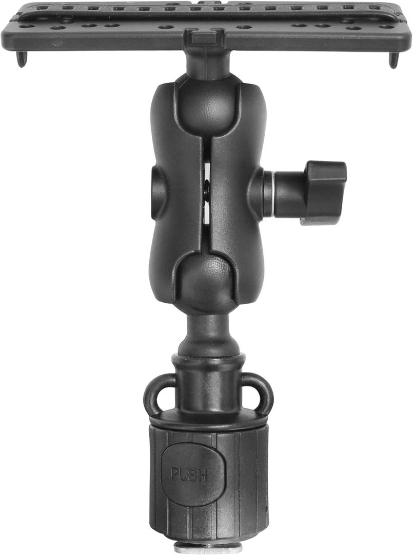 Upgrade Universal Fish Finder Mount Round Base, 360 Rotation Ball-Mount Fish Finder Bracket for Marine Boat Kayak Pontoon Canoe Can Installed M6 Single Hole or Slide Rail