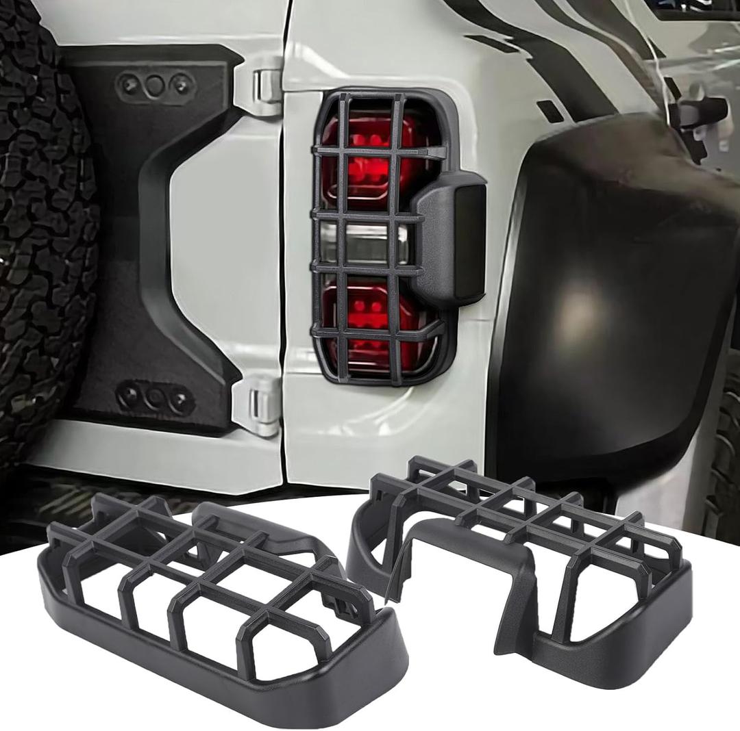 for Bronco Raptor Tail Light Guard Trim Cover Bezel Compatible with Ford Bronco Raptor 2021 2022 2023 2024 Black Exterior Accessories 2pcs