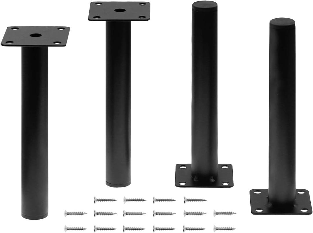4pcs Furniture Legs, Black Metal Support Foot Heavy Duty Replacement Legs for Sofa TV Cabinet Coffee Table Bed Sideboards Cupboard Dresser - 7.5 Inch / 190mm