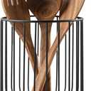 getstar Kitchen Utensil Holder, Large Wire Utensil Holder for Kitchen Counter (W6.2 x H7.5) with Acacia Base
