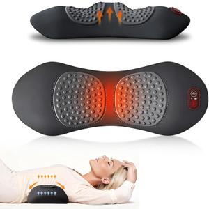3 in 1 Electric Lumbar Support Pillow with Adjustable Height for Bed and Chair, Back Massager with Heat, Back Massager for Pain Relief Deep Tissue, Electric Lumbar Pillow with Heat Vibration Traction