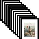 10x14 Picture Frame Set of 12 for 30 x 40 cm Diamond Art Painting, Display 8.5x11 with Mat or 10x14 without Mat, Wood 10 by 14 Wall Gallery Poster Photo Frames Bulk with 8.5x11 Mat,12 Pack, Black (10x14 inch)
