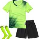 C2M Soccer Jerseys for Kids Boys Adults Training Uniform Sport Shirt and Shorts Kit Set, Small