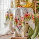 ARTABLE Small Table Cloth Printing Flowers Designs Laser Cutting Tablecloth Table Topper for Thanksgiving Outdoor Farmhouse Rustic Kitchen Party Birthday Picni (Tulips, 33 x 33 Inches)