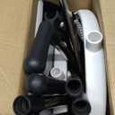 Broom and Dustpan Set for Home, 51-in Long Adjustable Handle Angle Broom and Dustpan Combo Set with Dust Pan Teeth to Clean Hair for Home Kitchen Office Lobby Floor Garden (Black&White) (Medium)