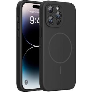 Miracase Magnetic for iPhone 14 Pro Max Case, [Soft Anti-Scratch Microfiber Lining], Compatible with MagSafe, Silicone Shockproof Protection Phone Case for iPhone 14 Pro Max,Black