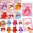 28 Pack Valentines Day Gifts for Kids Classroom Mini Plush Bear Keychain Toys with Valentine Day Cards for Kids School, Valentines for Class Exchange Cards Gifts Party Favors Prizes for Boys Girls