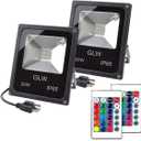 20W RGB LED Flood Lights Color Changing Floodlight with Remote Control Waterproof Outdoor Landscape Lighting,16 Colors 4 Mode Dimmable Wall Washer Light for Garden, Yard (2 Pack)