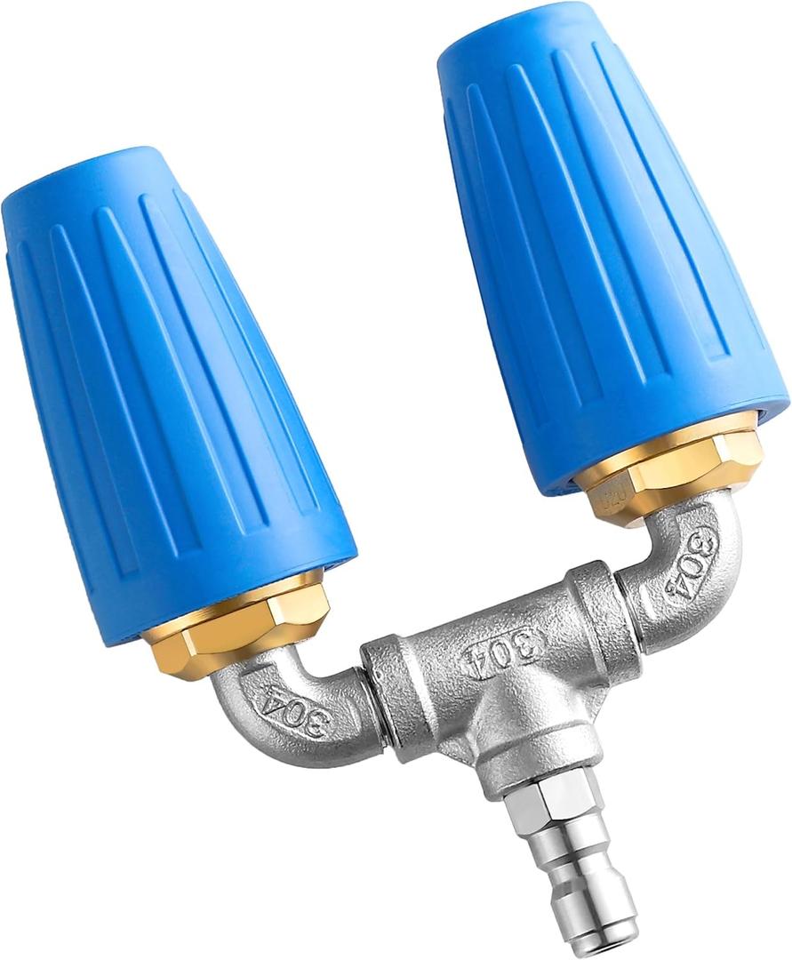 Dual Turbo Nozzle Pressure Washer, 360Rotating Turbo Nozzle with 1/4" Quick Connector, 2.0 Orifice Twin Turbo Nozzle, 4-6 GPM, 4000 PSI