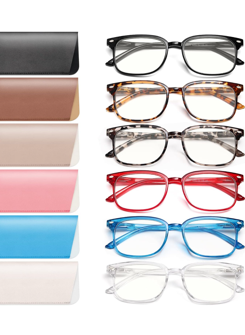 NOVIVON 6 Pack Reading Glasses for Women, Reading glasses men, Blue Light Blocking Readers, Computer eye glasses, Cheaters, +4.0