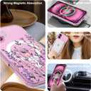 Magnetic for iPhone 16 Plus Case [Compatible with MagSafe][with Screen + Camera Protector] Clear Floral Flower Pattern Design, Slim Shockproof Phone Cover for Women Girls