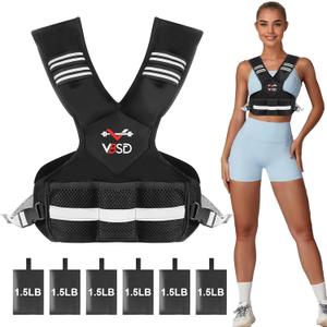 Adjustable Weighted Vest for Men Women, 11-20lb Vest with 6 Ironsand Weights, Body Weight Vest with Reflective Strip for Running, Walking, Strength Training, Workouts