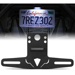 KEMIMOTO UTV License Plate Holder with Light Aluminum License Plate Frame Mount for Golf Cart RV Truck Snowmobile Trailer Boat SxS Compatible with Can-Am Maverick X3 Polaris RZR Ranger Sportsman