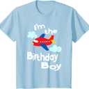 Kids Airplane Birthday Party Outfit - I'm The Birthday Boy T-Shirt, 2T, Blue