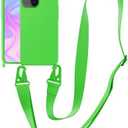 Pack of 2 VooDirop Compatible with iPhone 12 Pro Max Case with Strap, Crossbody iPhone Case with Lanyard Adjustable Shockproof Drop Protection Silicone Phone Cover for iPhone 12 Pro Max 6.7'' Neon Green,