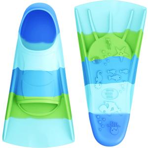 Gintenco Swim Fins, Kids Swim Training Fins for Lap Swimming, Travel Size Flippers with Mesh Bag, Silicone Swimming Fins for Kids Teens Adults Women Men (S(Jr 2-3/ US Women 3-5), CH10)